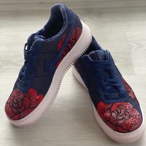 Nike Air Force 1 Upstep Low Denim Rose Blue Sequin